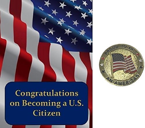 New Citizenship Congratulations Card and Flag Enamel Lapel Pin Set