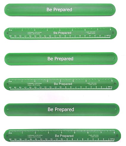 Boy Scout Be Prepared Green Ruler Slap Band Pack of 6
